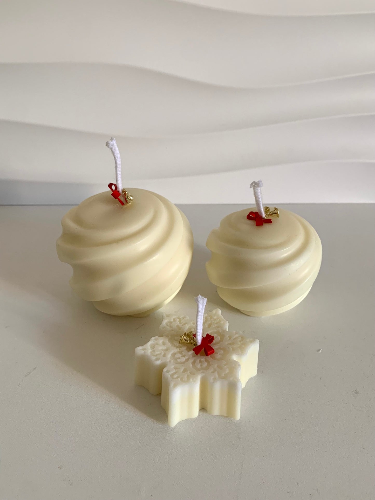 Pack velas decorativas Navidad - Bolas Navidad y Copo Brillante