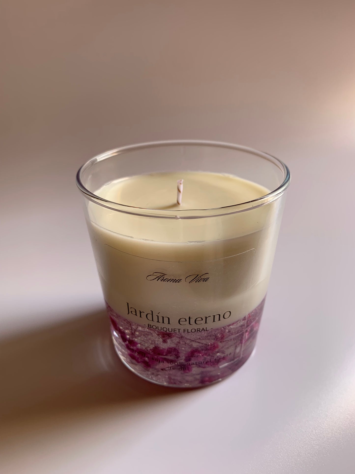 Vela aromática de soja artesanal Bouquet Floral – Jardín Eterno (gel + soja)
