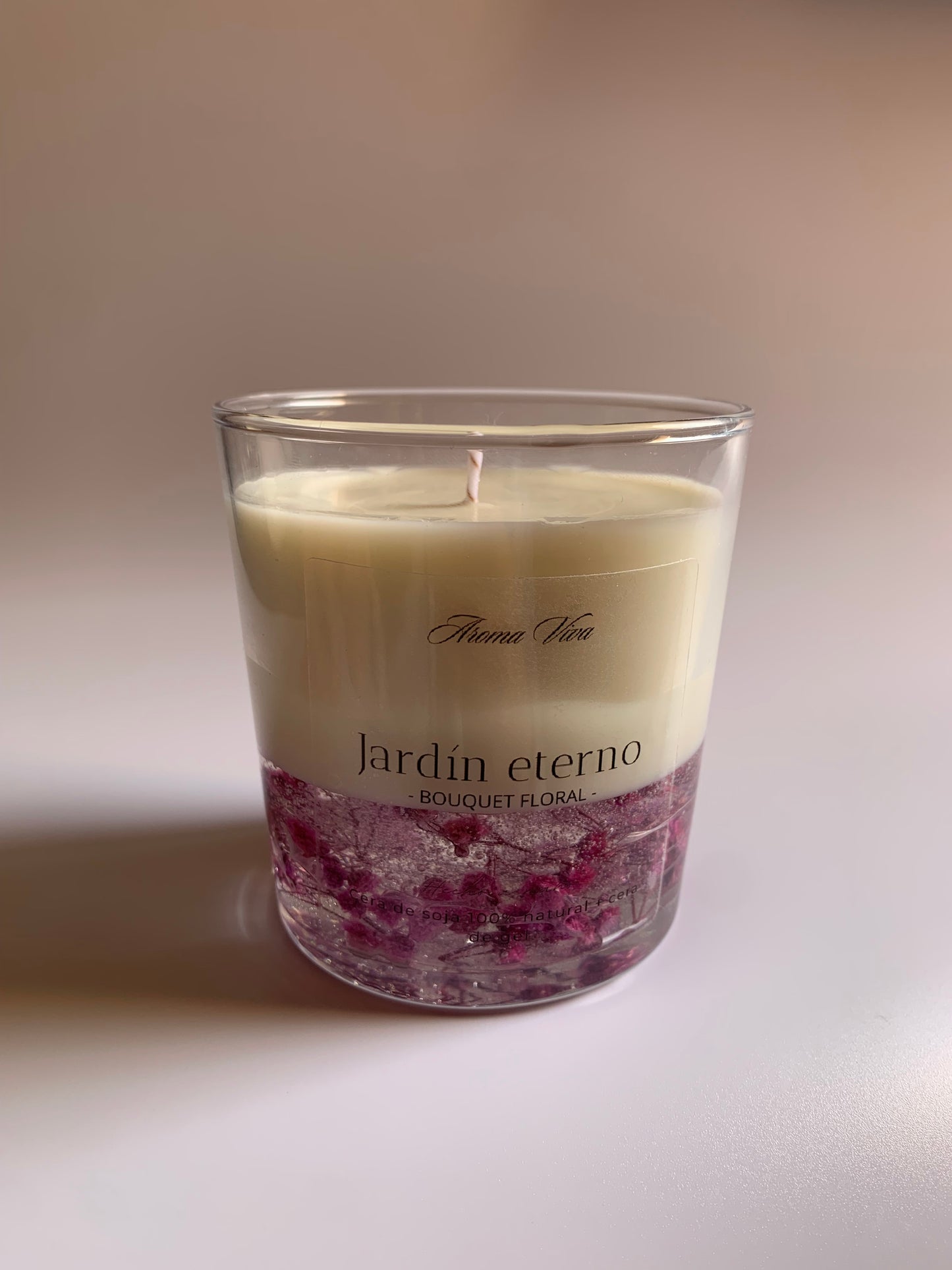 Vela aromática de soja artesanal Bouquet Floral – Jardín Eterno (gel + soja)