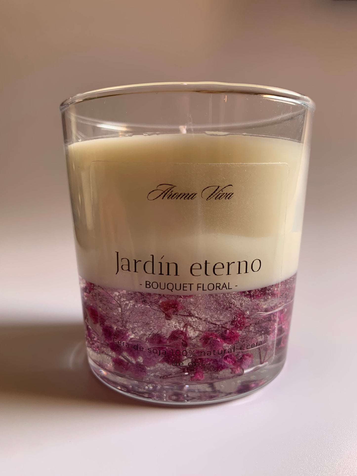 Vela aromática de soja artesanal Bouquet Floral – Jardín Eterno (gel + soja)