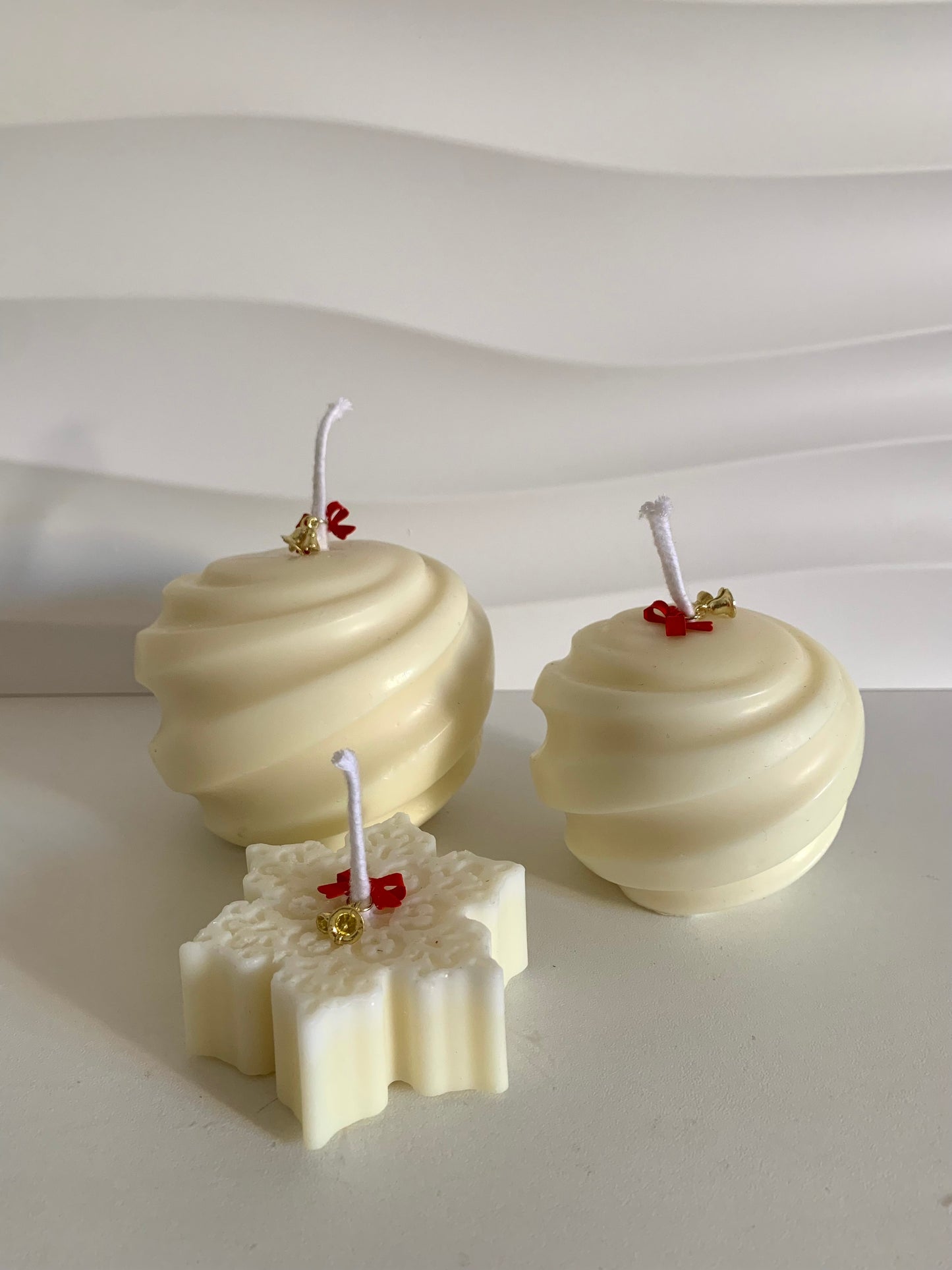 Pack velas decorativas Navidad - Bolas Navidad y Copo Brillante