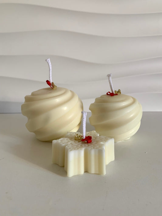 Pack velas decorativas Navidad - Bolas Navidad y Copo Brillante