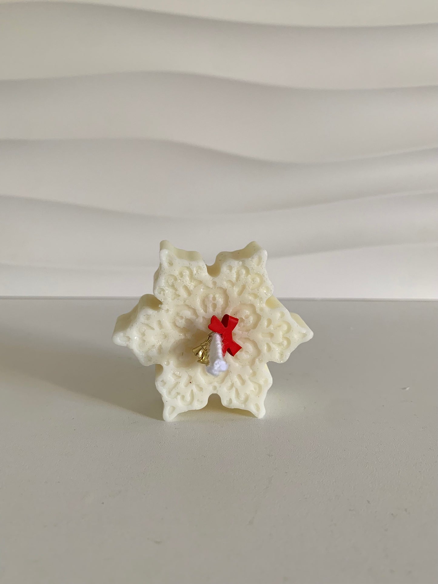 Vela artesanal decorativa Navidad - Copo brillante