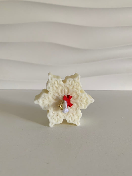 Vela artesanal decorativa Navidad - Copo brillante